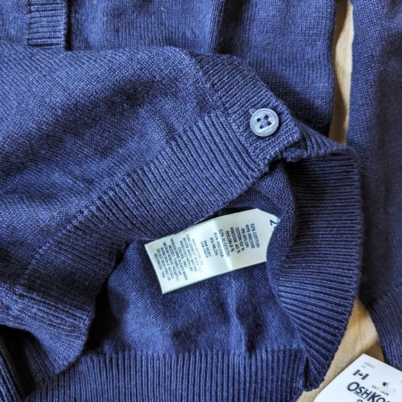 NWT Oshkosh B'gosh Girls Knit Sweater Navy Blue Cardigan with Studs L/S … - Picture 4 of 5